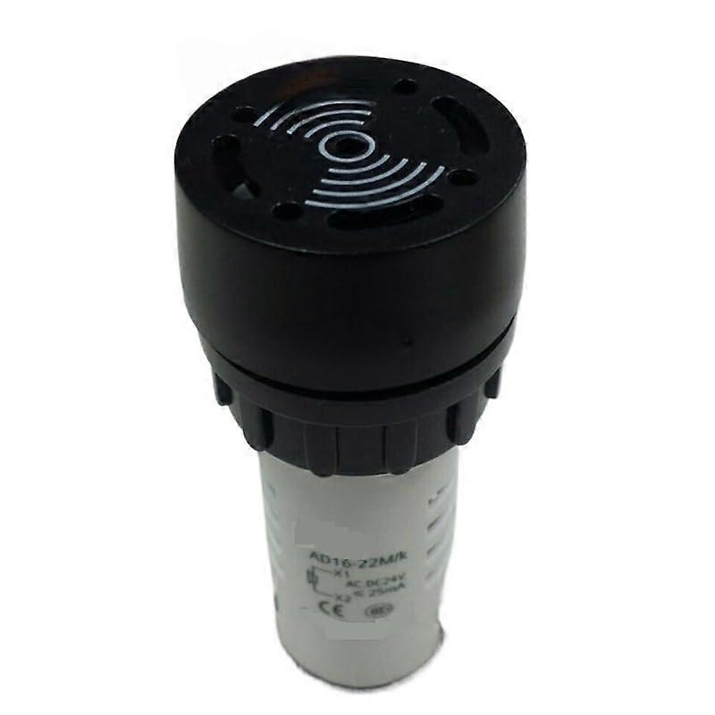 24V Industrial Warning Buzzer with Dual Alert Mode, Black Round Safety Design, Loud Clear Sound
