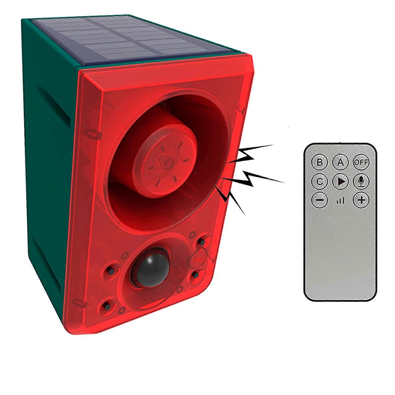 Solar Motion Sensor Alarm with 130dB Sound, Strobe Light, Voice Recording for Farm Yard Barn 1PCS