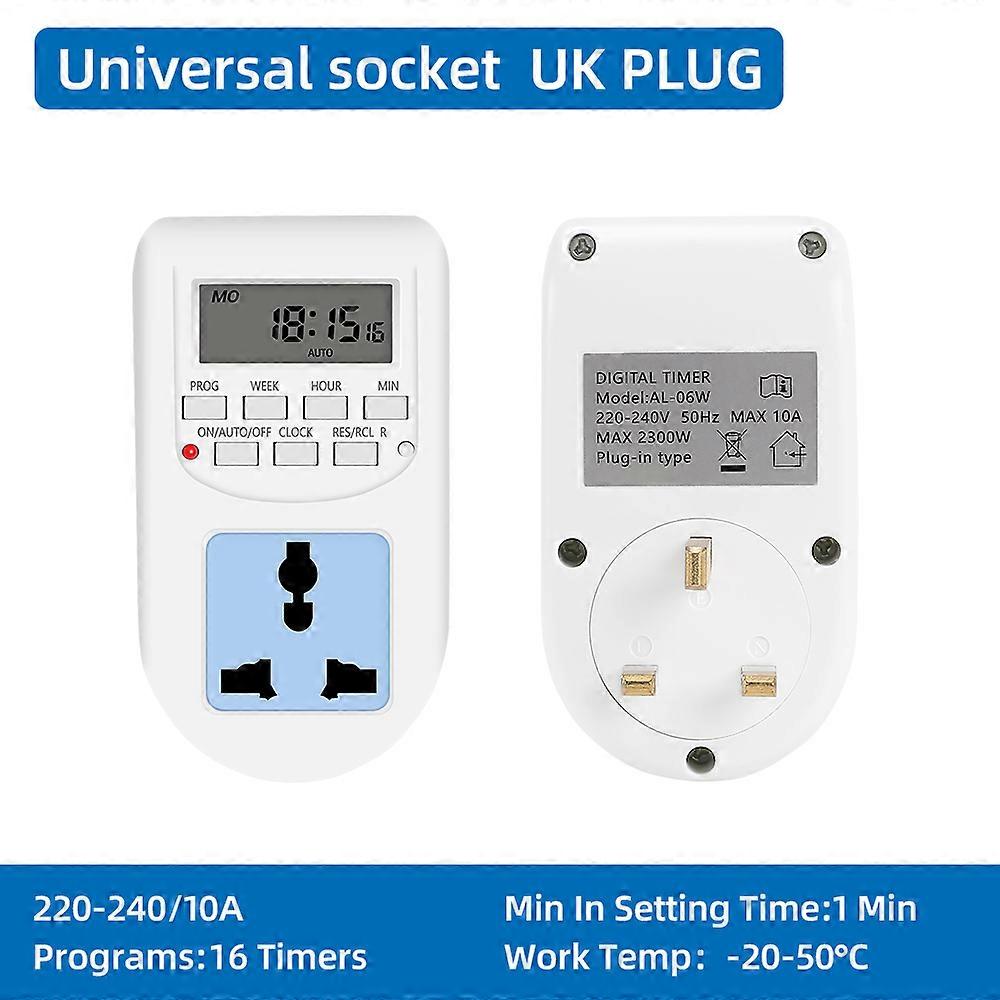 Digital Timer Switch Electronic 12/24 Hour Weekly Programmable Timing Socket EU UK com Plug Outlet Kitchen Appliance Time Control