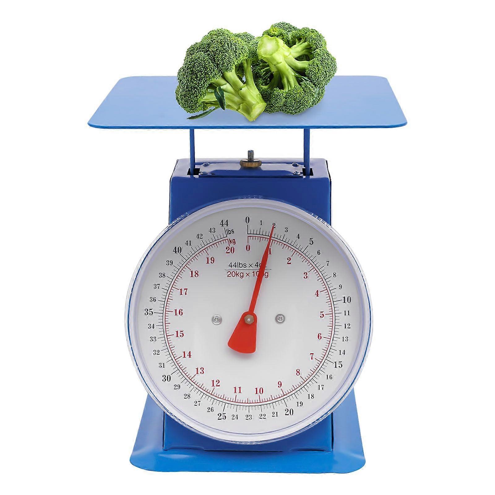 Accuracy Mechanical Kitchen Scale 44lb Capacity Industrial Dial with Large Clear Dual Unit Display