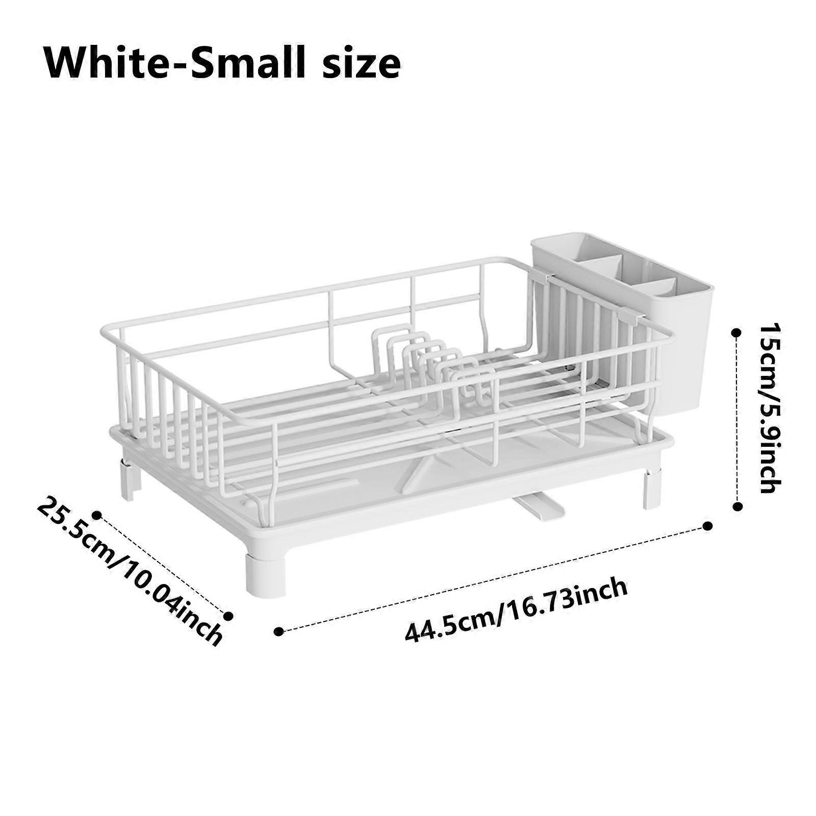 1pc Dish drying rack Kitchen countertop tableware storage with Automatic drying Black White