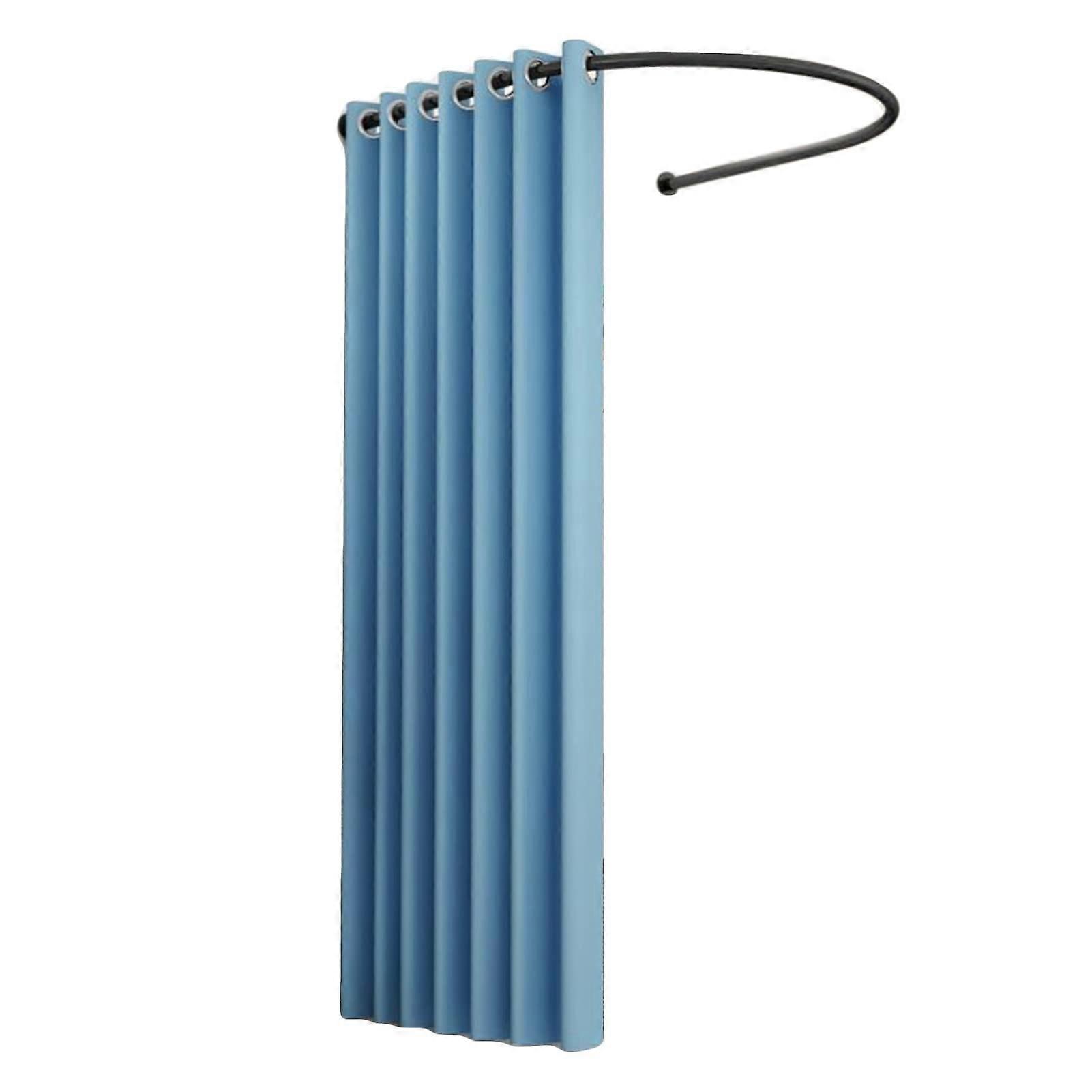 Portable Changing Room with Curtain, 90% Privacy Shading, UShaped Metal Frame, Blue 85x80cm
