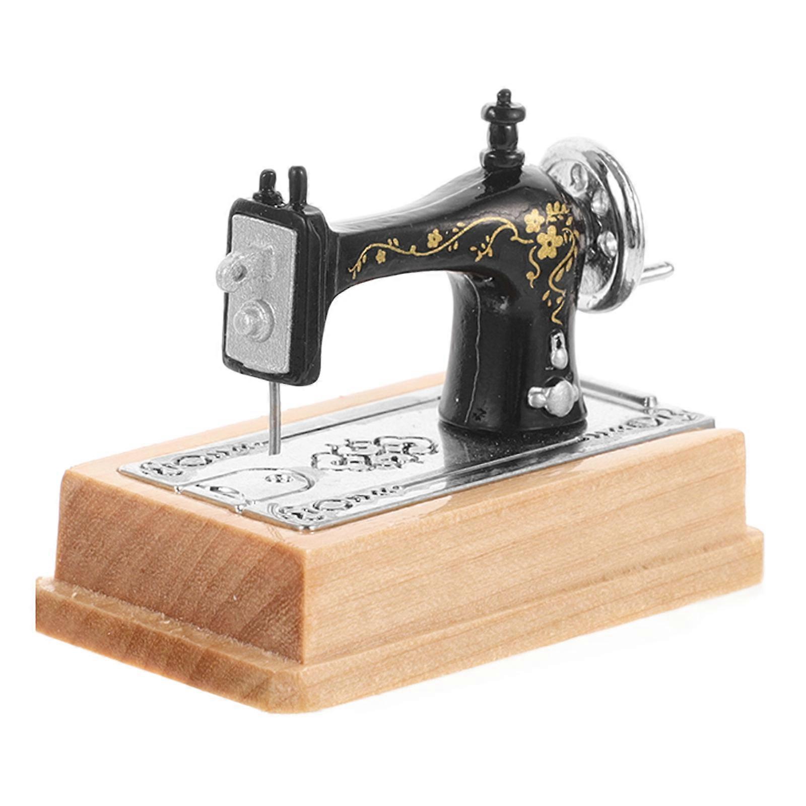 Miniature Sewing Machine for Decoration in Beige Color