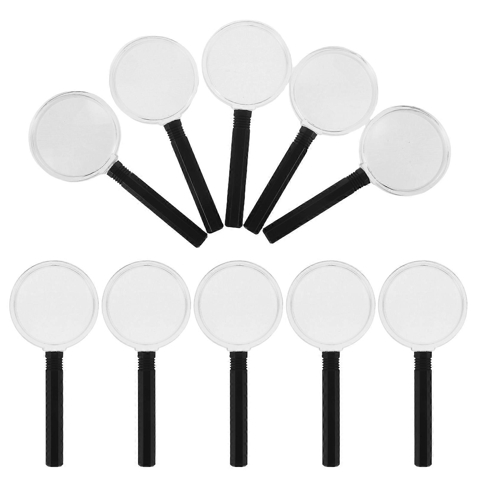 Portable Handheld Magnifier Children Magnifying Glass for Learning 10Pcs