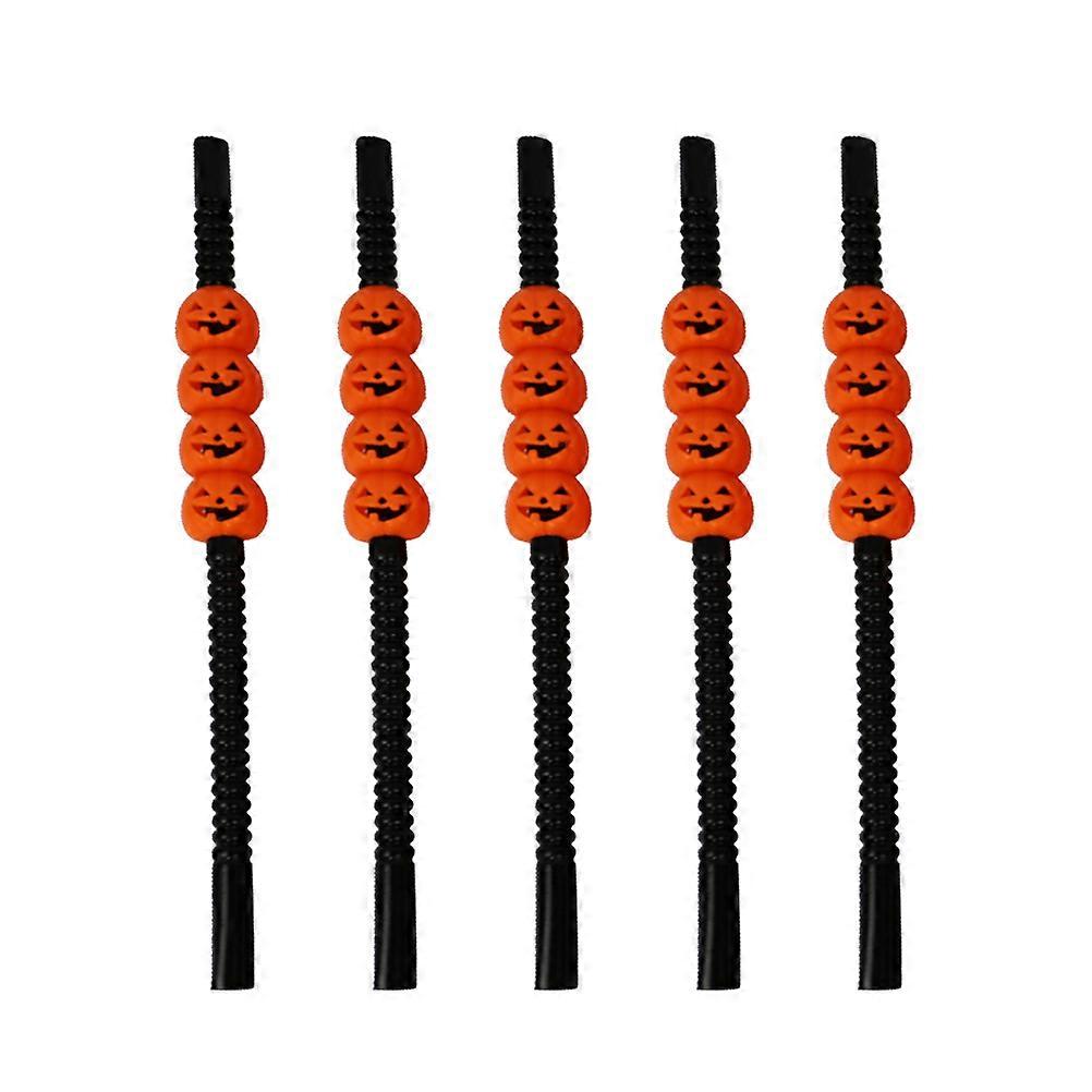 Pumpkin Straws Drinking Straws for Drinking Use 5Pcs Black Halloween Party