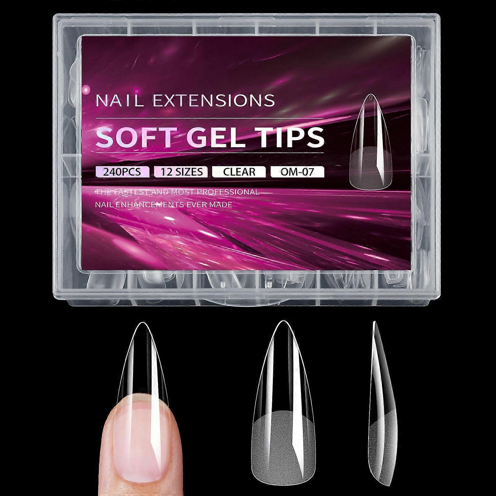 Clear Nail Tips 240 Pcs Full Coverage Square Nail Extensions Set for Easy Gel Application