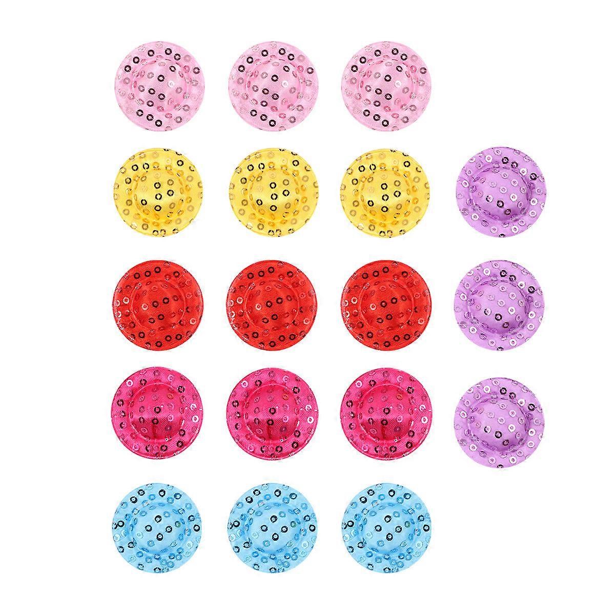 Mini Hat for DIY Decoration 24Pcs Doll Cap Sequin Craft Accessories