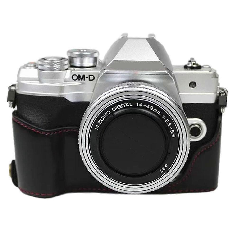 For Olympus OM-D E-M10 Mark IV Camera Case Leather Bottom Case Easy to Replace Battery