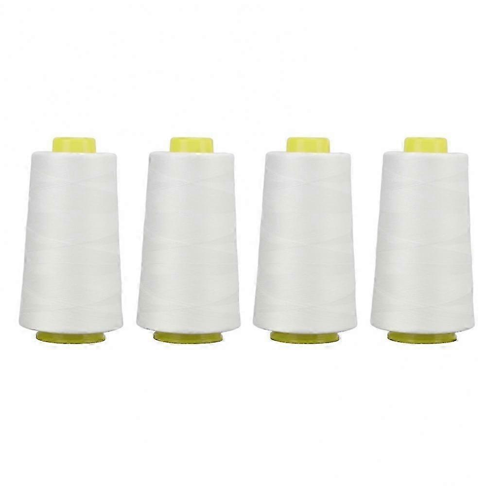 4Pcs Serger Thread White Premium Polyester Sturdy Durable Wear Resistant Widely Used White Thread