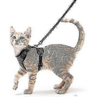 Kattsele och koppel för promenader, rymningssäker mjuk justerbar västsele för katter, enkel kontroll