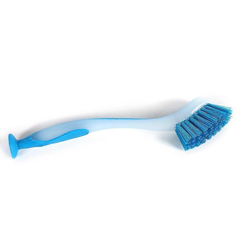 Dish Brush with Secure Suction Base Non Scratch Nylon Bristles Kitchen Scrubber Blue