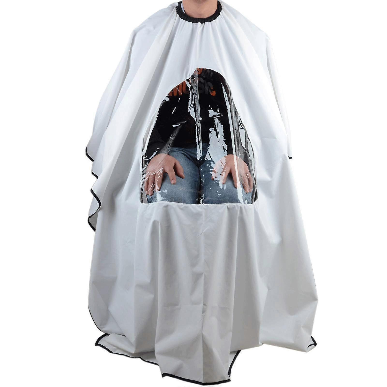 White Hairdressing Cape with Clear Viewing Window for Salon and Barber Full Coverage