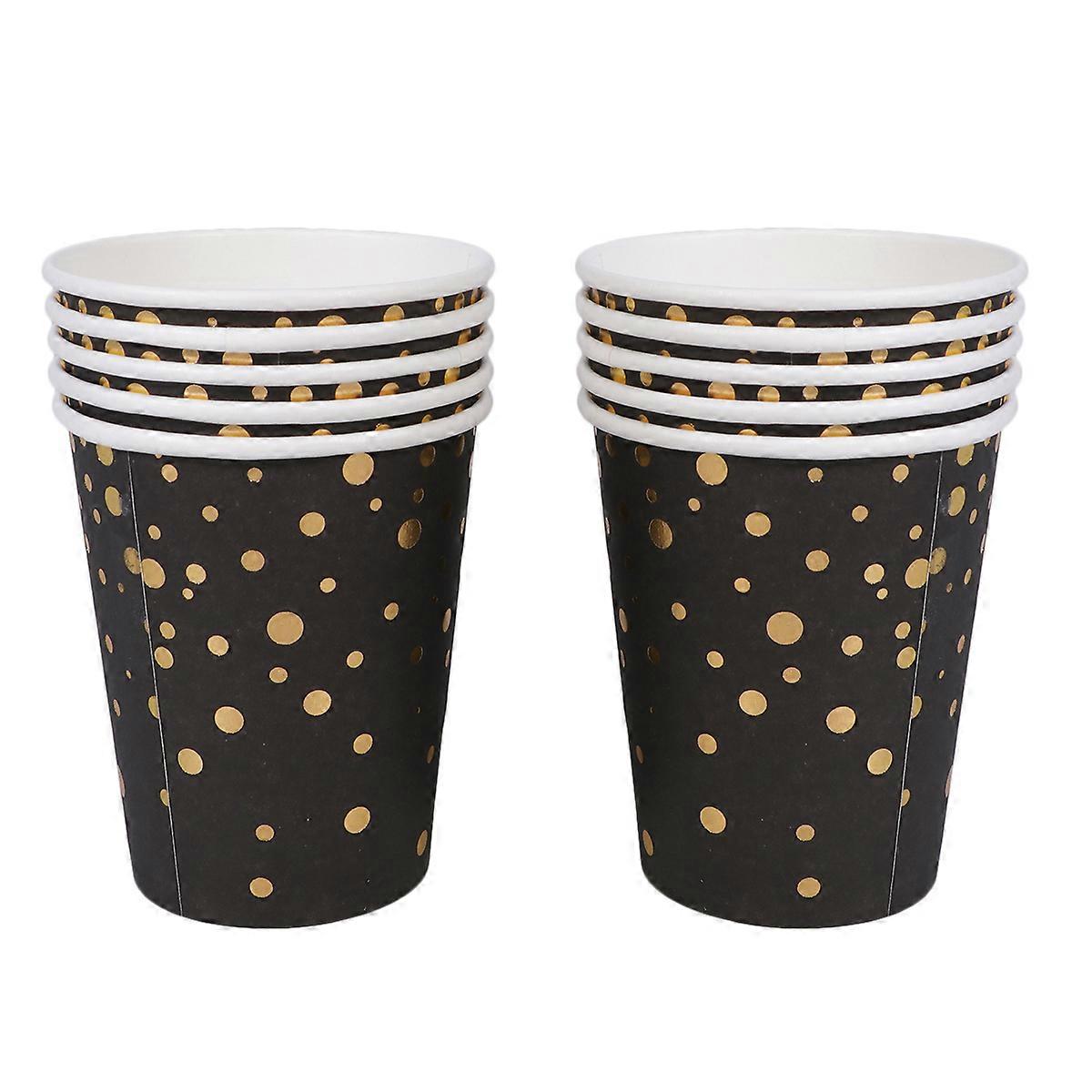 Hot Stamping Paper Cups Black for Party Use 10Pcs