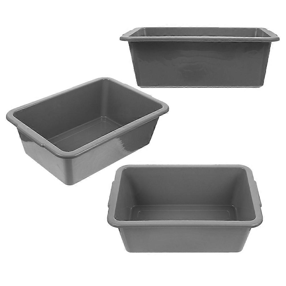 Plastic Rectangular Tub Bus Tub for Storage Use 3Pcs Grey PP