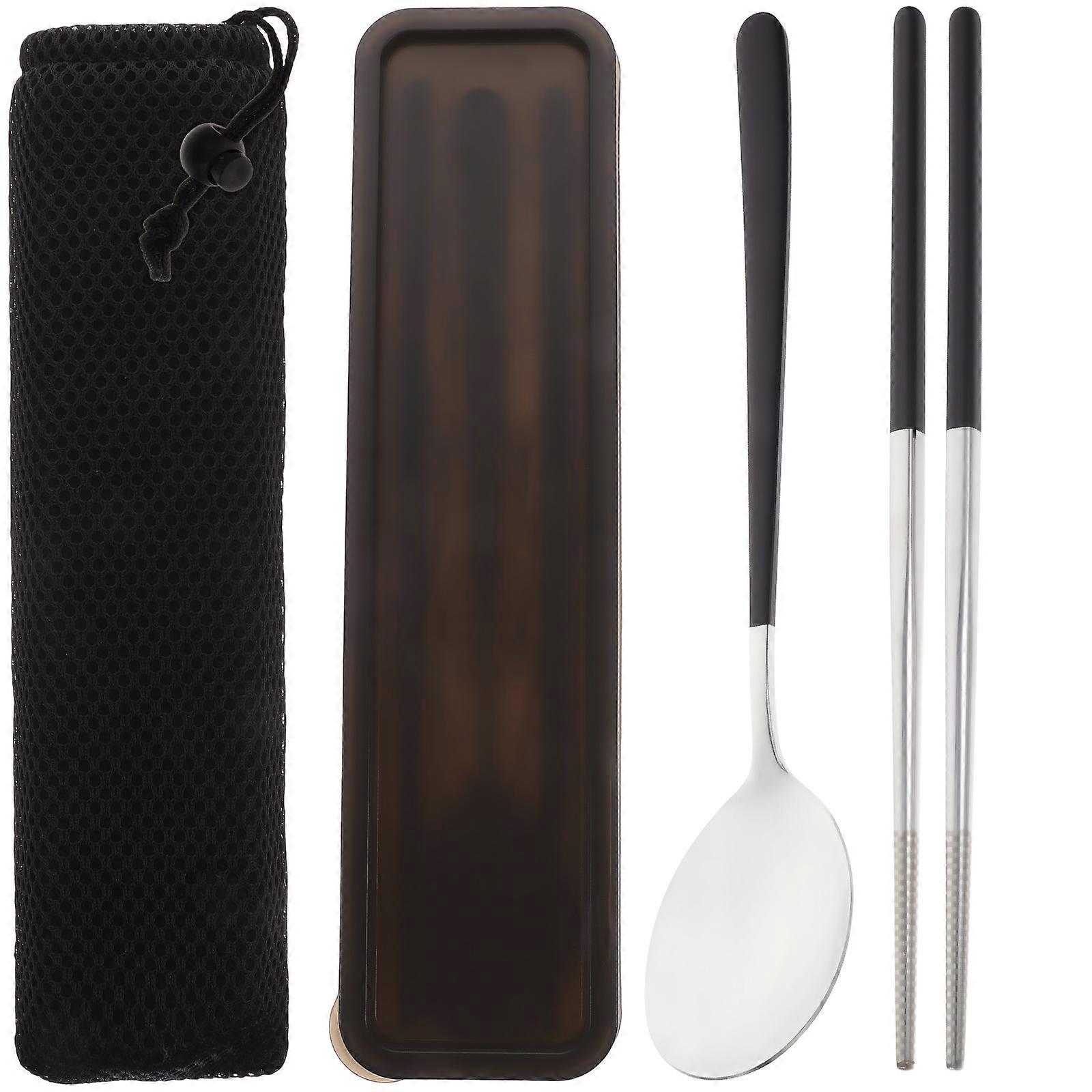 Travel Tableware Spoon Chopstick Set for 5Sets Portable Dinnerware Kit