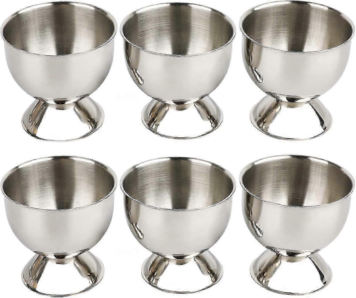 6pcs Eierbecher Tablett Edelstahl Weich gekochte Eierbecher Halter Stand (Eierbecher)