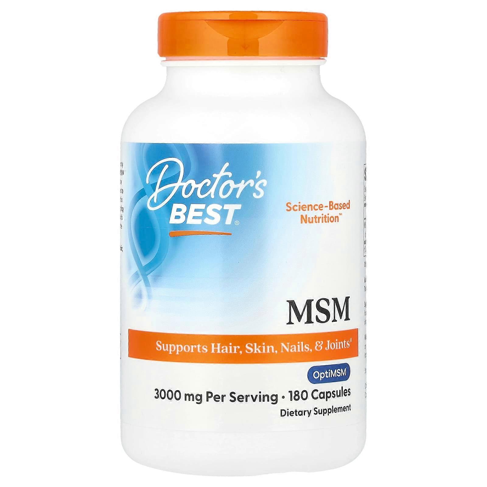 Doctor's Best, MSM with OptiMSM, 1,000 mg, 180 Capsules