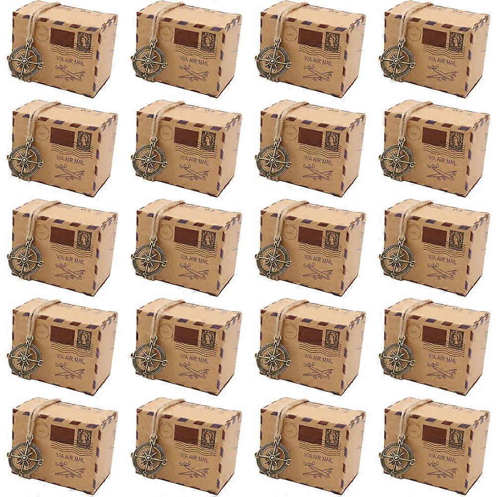 Kraft Paper Wedding Candy Boxes Compass Gift Boxes for Storage 20Pcs