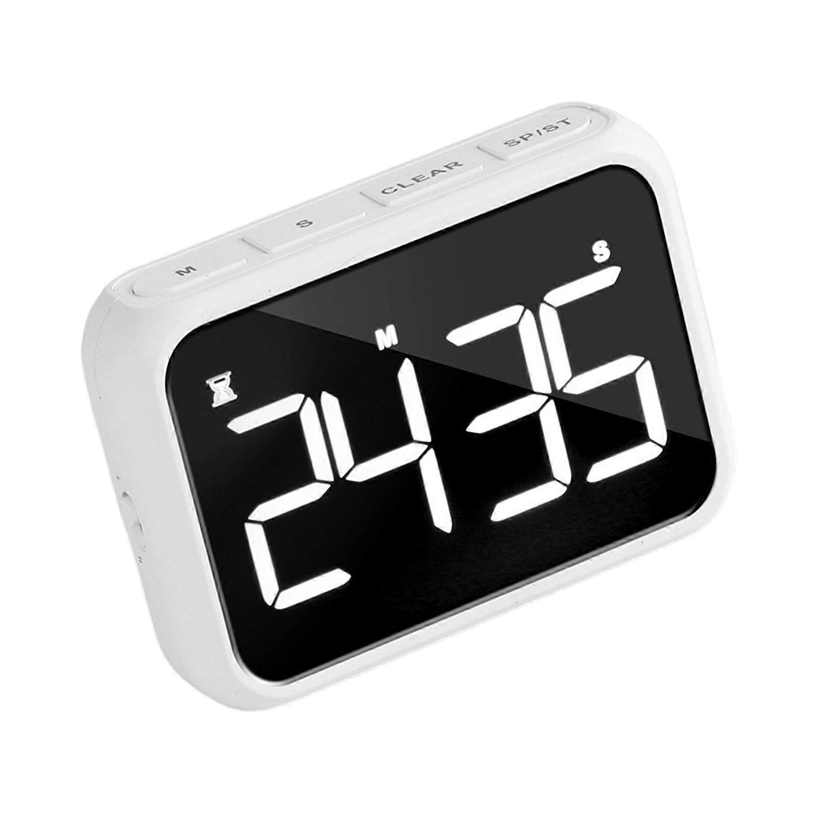 Bright LCD Display Timer with Secure Magnetic Hold Simple Operation Plastic Timer for Convenient Kitchen Organization  White