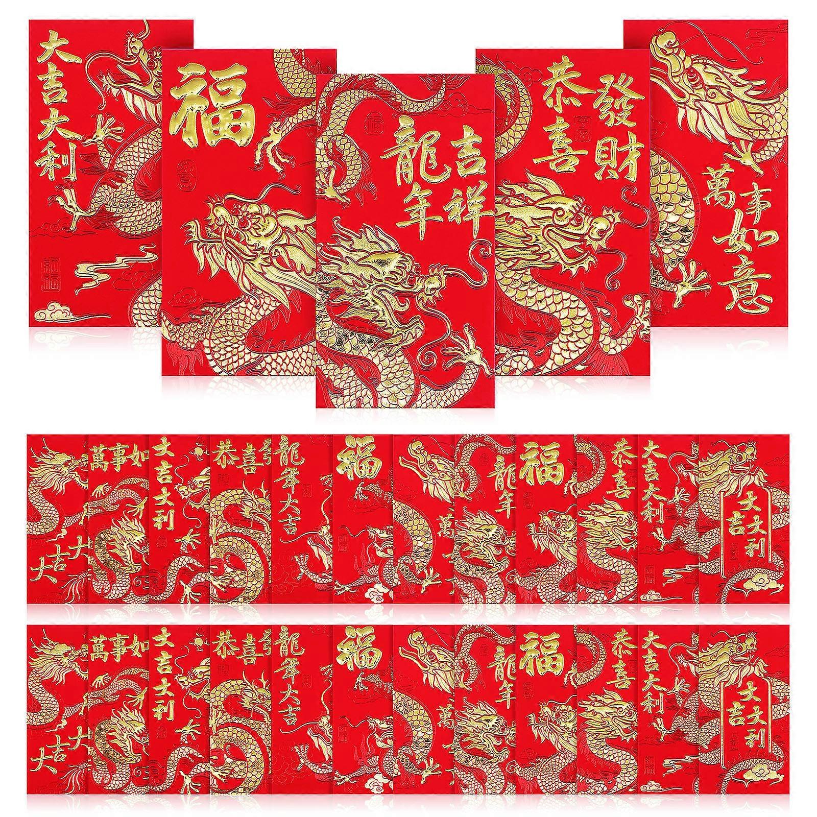 Dragon Pattern Envelope Chinese Red Envelopes for Storage 36Pcs Red Paper