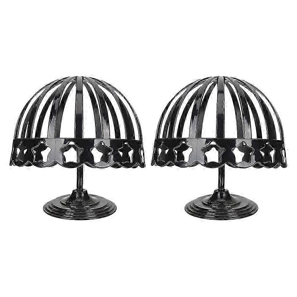 Black Plastic Hat Rack Display Stand for Caps 2Pcs Elastic Support