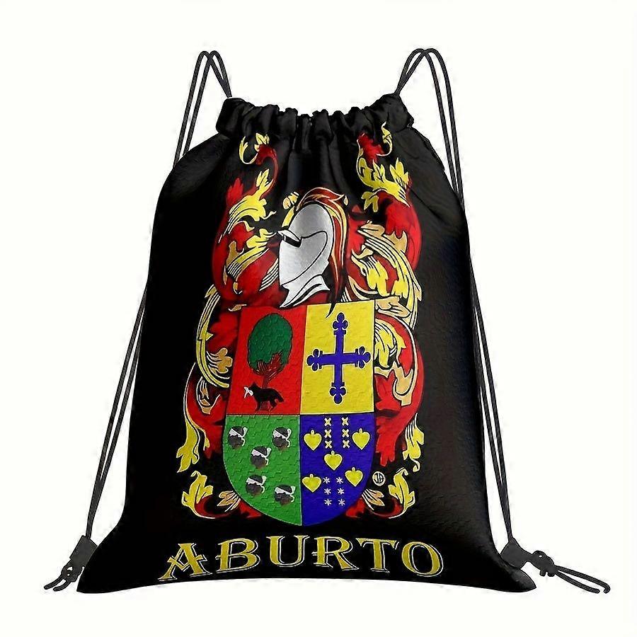 1 adet 2D Baskılı Amblem Desenli Spor Çantası - Renkli Kalkan Desenli İpli Sırt Çantası, Çok Renkli Polyester İpli Spor Çantası, D-Fqazw