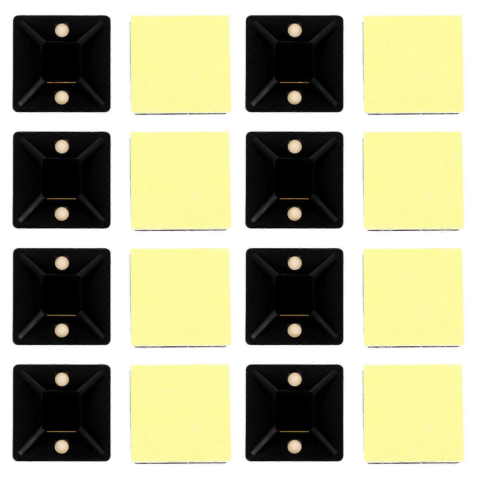 100pcs Square Self-Adhesive Cable Tie Mount Base Wire Cable Organizer (Black)