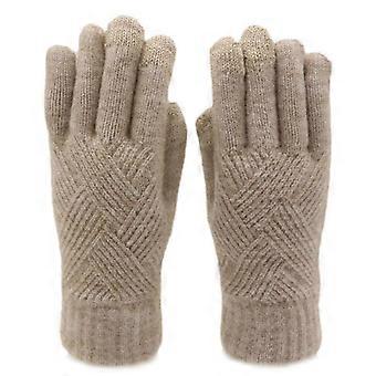 Paar Winter gebreide Touch Screen warme gespleten vinger fietshandschoenen (kaki)