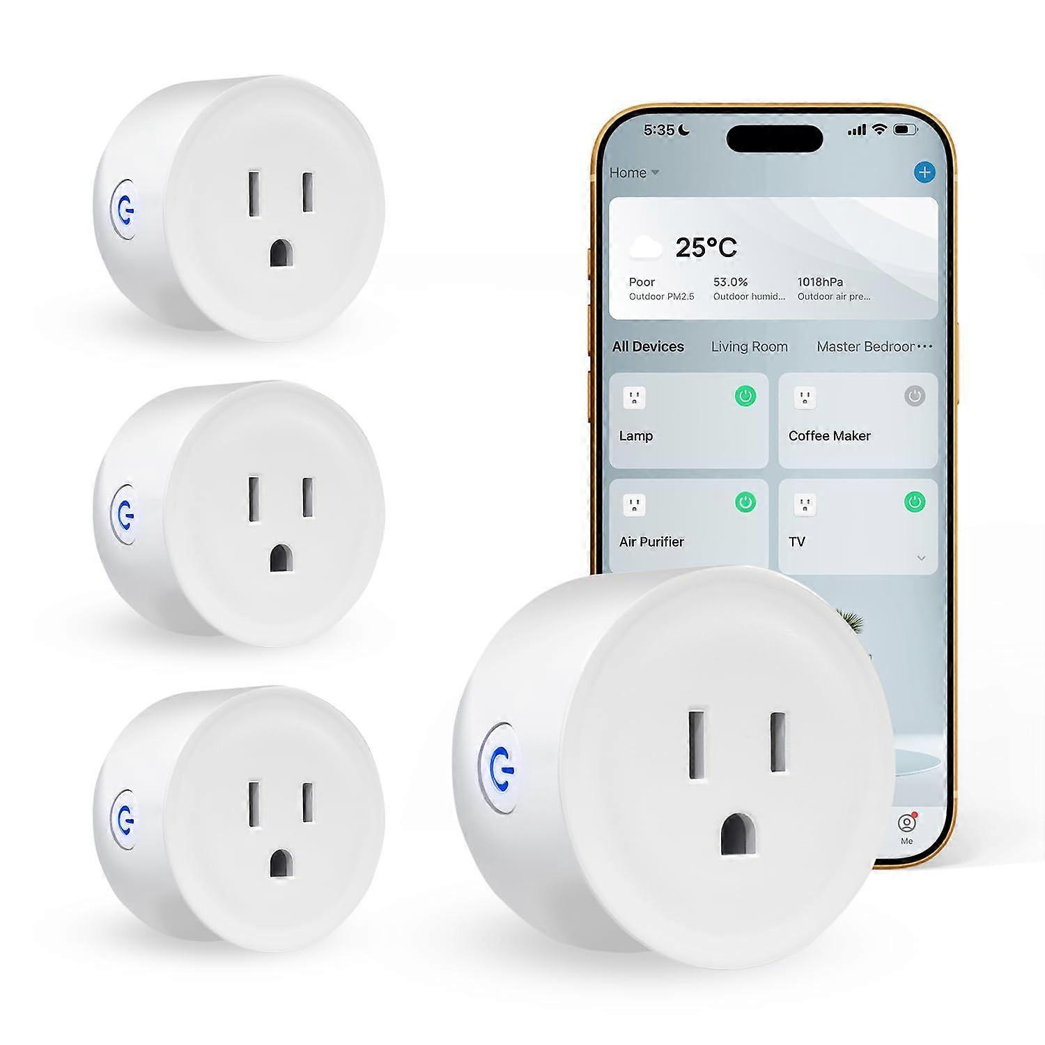 Smart Plug, Wi-Fi Outlet Socket Compatible with Alexa and Google Home, Automate APP, Timer Function, Voltage Measurement Function, No Hub Required