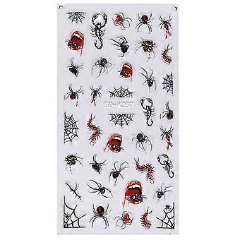 1 Vel 5D Halloween Nagel Stickers Donkere Vlinder Lippen Bloeddruppel Reliëf Ontwerp Nail Art Sticker Vrouwen Levering Qinghai