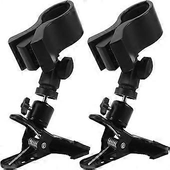 Set of 2 Metal Hand Hair Dryer Holders with Large Spring Clips, 360 Rotation, Stable and Drill-Free, Non-Slip Base, Multifunctional