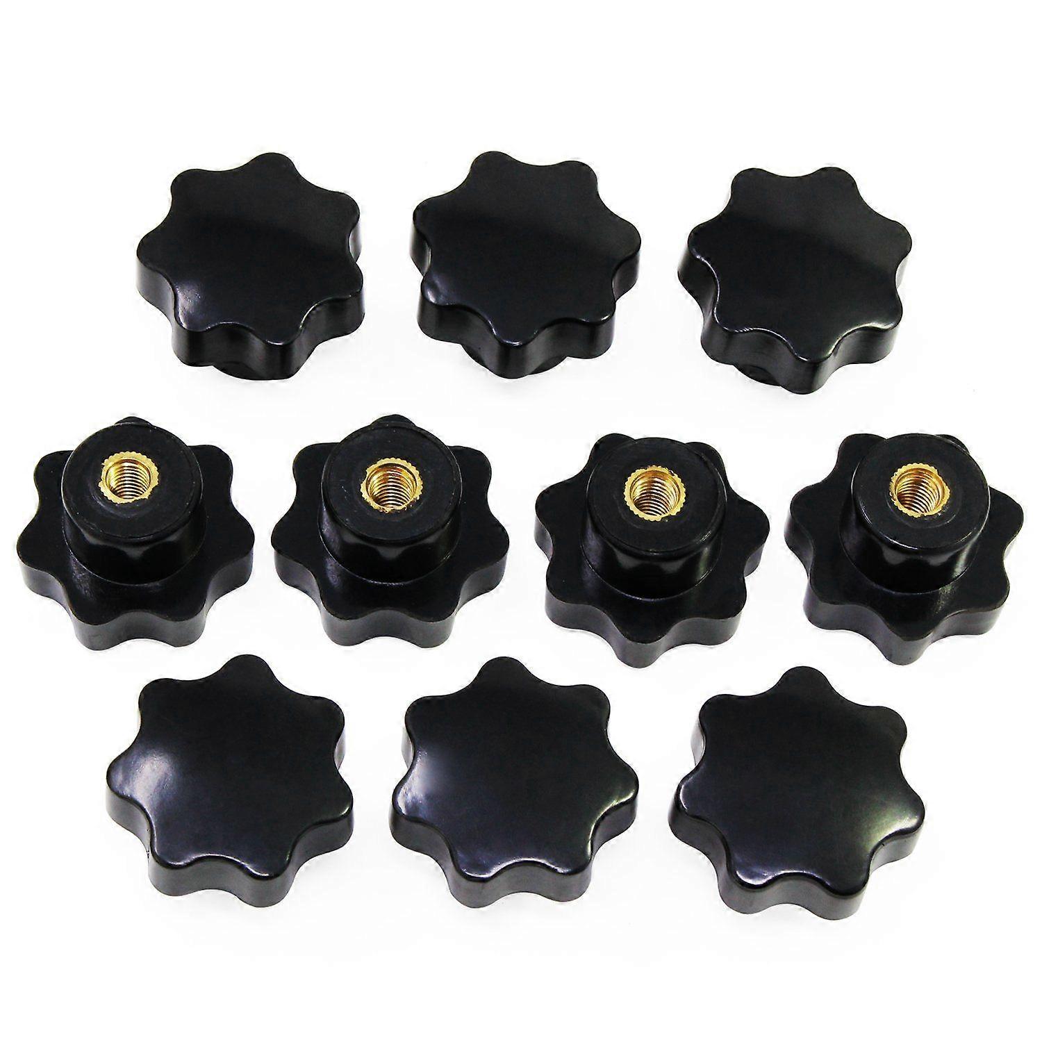 6 Star Knobs, Female Thread Knurled Knob, Black Plastic Handle Clamping Knobs