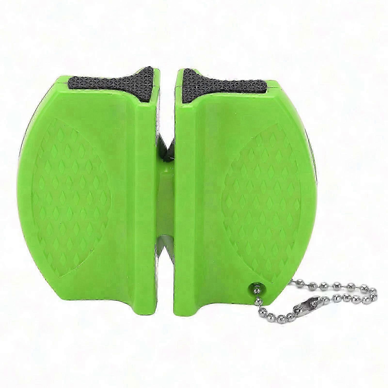 Portable Mini Knife Sharpener, Multifunctional Double-Sided Pocket Sharpener for Outdoor Use, Green