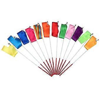 12 Stück 4 m lange, bunte Bänder für rhythmische Sportgymnastik, geeignet für Kinder und Erwachsene (Pink/Gelb/Mandarine/Rot/Rosé/Königsblau/Grün)