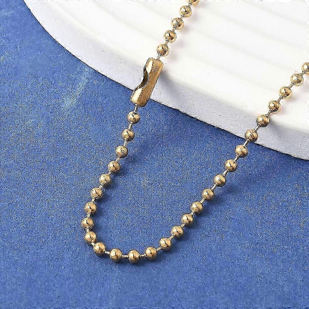 Colar com corrente de bolinhas dourada em aço inoxidável 304, 75 cm (29,5 polegadas) x 2,3 mm
