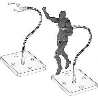 2 Sets Action Figure Display Stands with Adjustable Snake Bones 3.66x2.87x8.74inch Clear Plastic Minifigures Display Stands