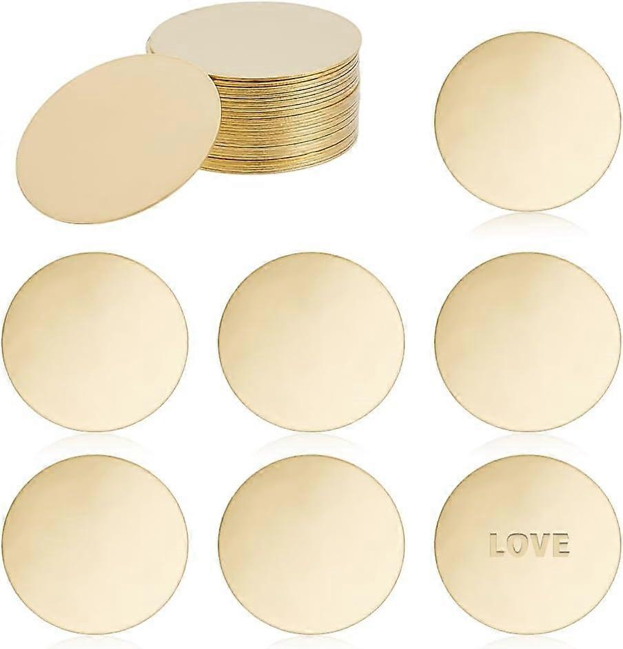50Pcs Brass Sheets Flat Round Raw(Unplated) 30x0.5mm