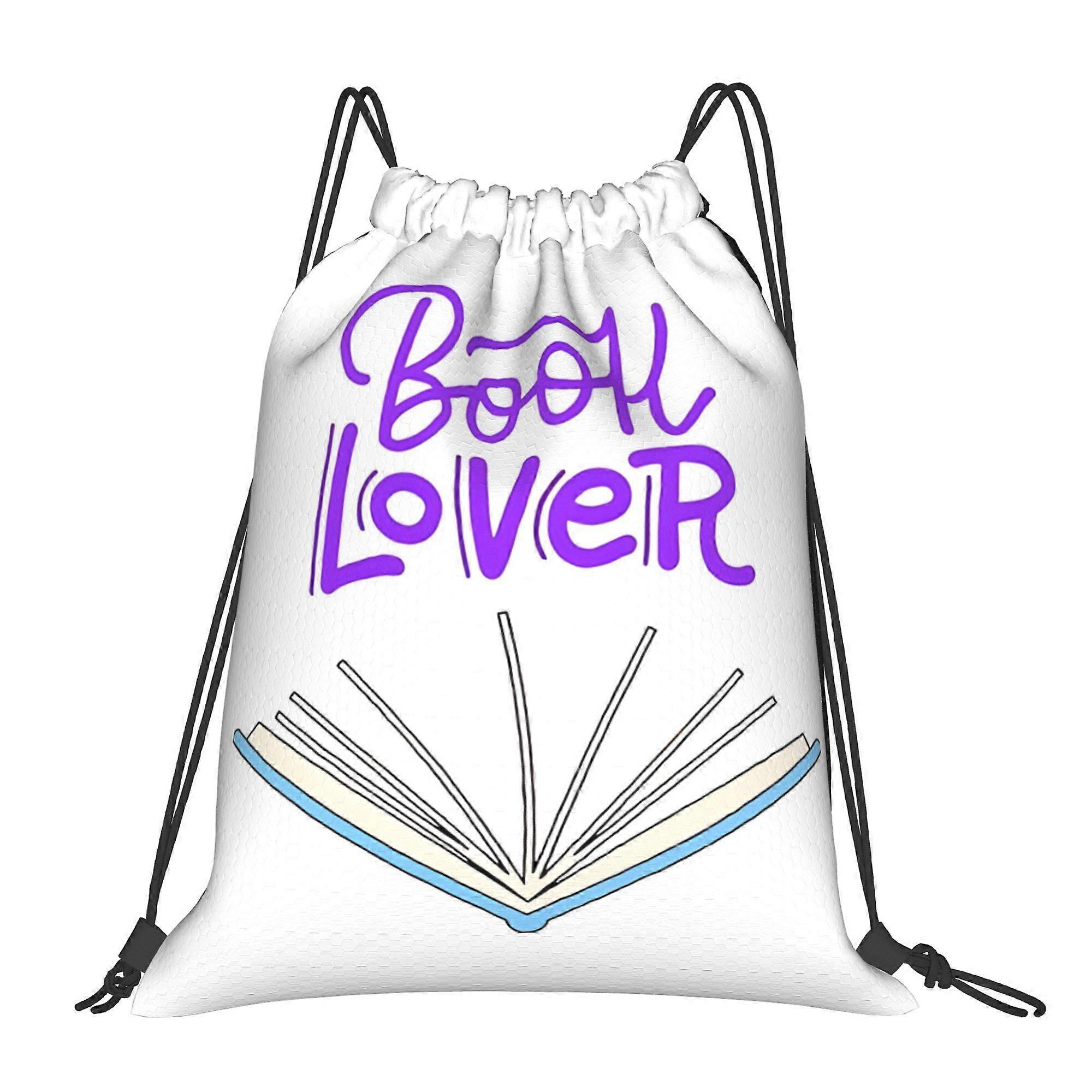 1pc Book Lover Open Book Drawstring Backpack-Cqazw
