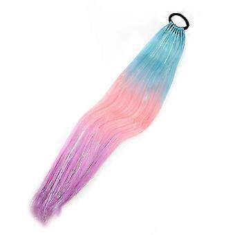 Extensiones de cola de caballo trenzadas sucias de color degradado con banda elástica Peluche de cola de trenza arcoíris de 64 cm