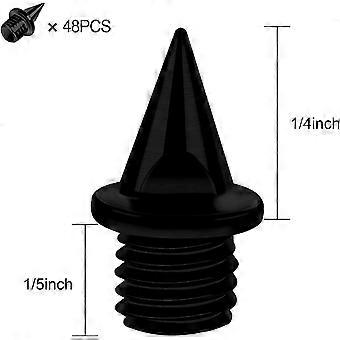 48 stuks spikes van koolstofstaal, 6 mm lichter, voor sprintschoenen, zwart