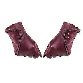 Women's Thermal Leather Gloves Winter Fashion Mittens with Touchscreen Function for Travel Holiday Use