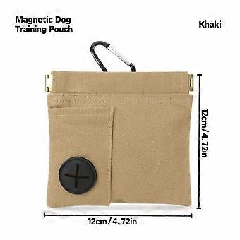 Magnetic Dog Training Treat Pouch, Durable Khaki Canvas with Carabiner Clip, Dirt-Resistant and Portable for Large Breeds