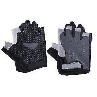 Halbfinger-Fahrradhandschuhe, rutschfest, stoßdämpfend für optimalen Halt, feuchtigkeitsableitend, leichtes Lycra-Kompressionsmaterial, Größe L, Grau