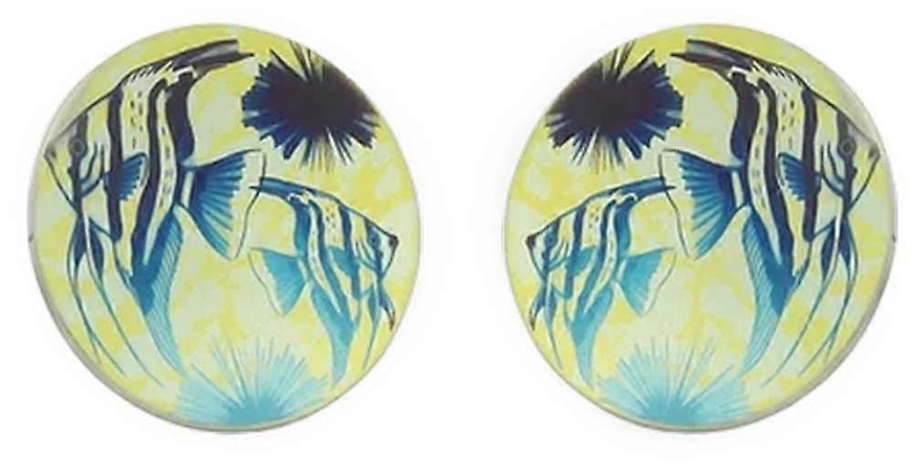 Ti2 Titanium Large Angelfish Stud Earrings  - Yellow