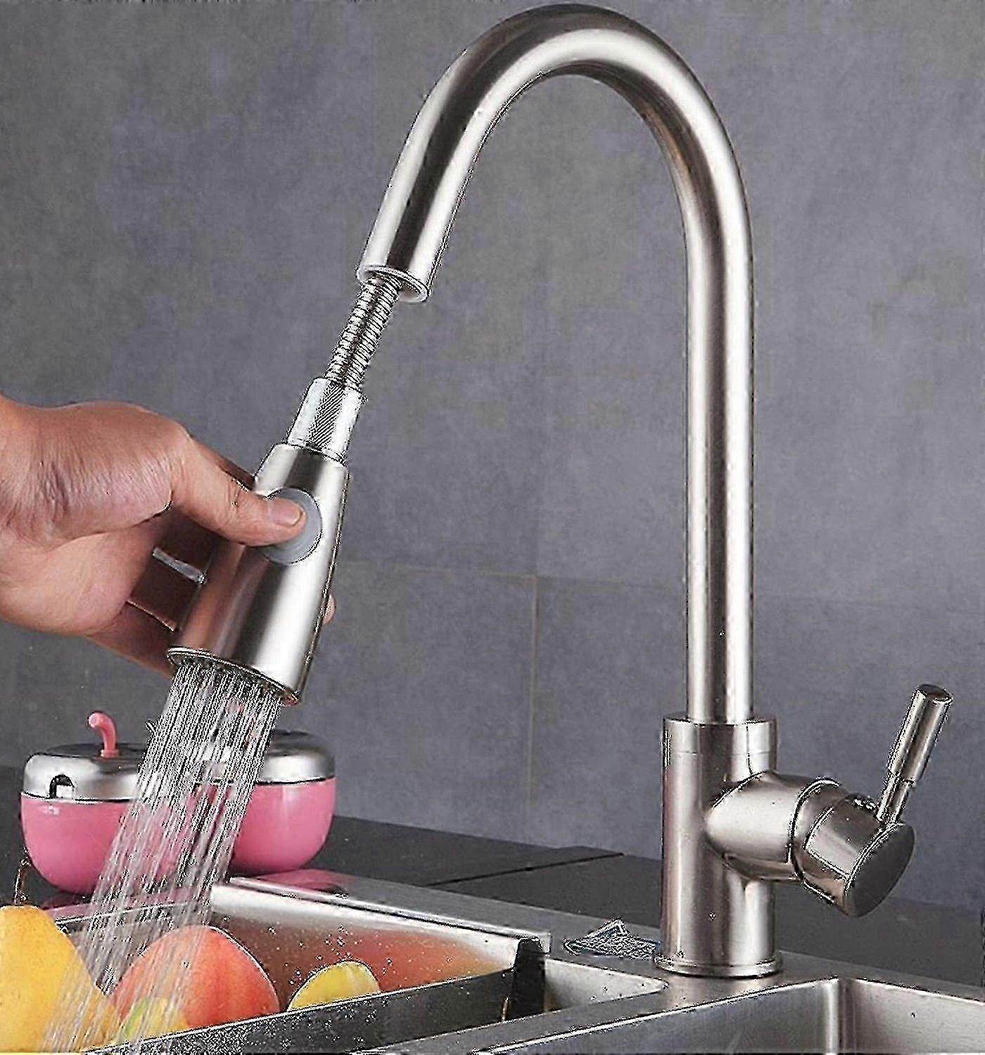 SUS304 extendable faucet for kitchen sink rotatable