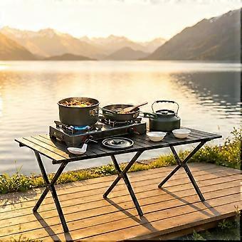 Camping cookware set, 11 pieces, made of aluminum, aluminum camping pots with bag and heat-resistant handles (tables not included, only camping cookwa