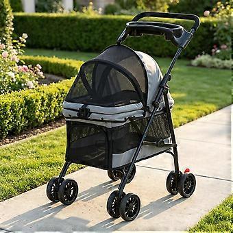 Modern dog and cat buggy, comfortable pet transport trolley, practical pet trolley, for walks or travel with small dogs and cats (only with pet transp