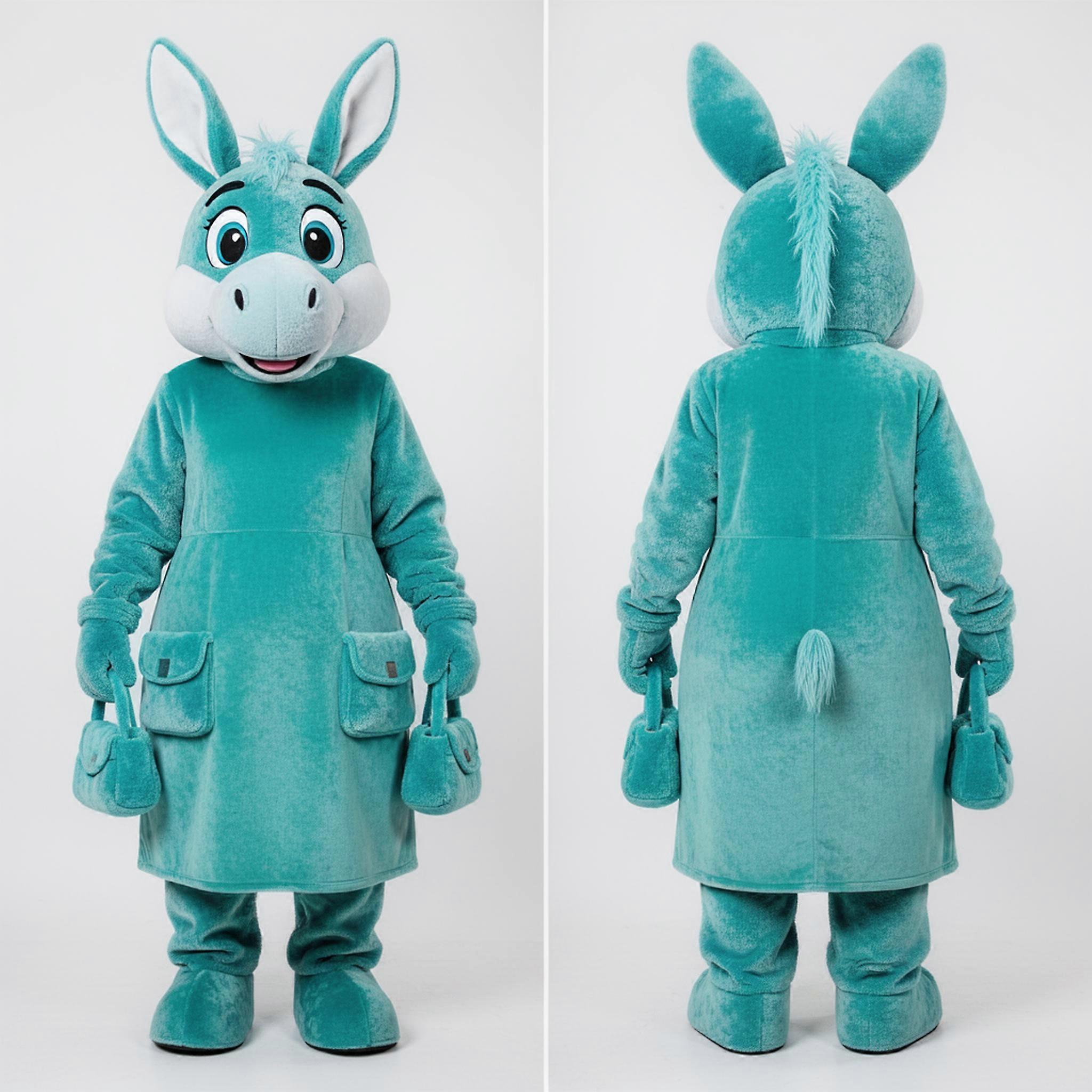 MASTICOT Teal Velvety Donkey Mascot