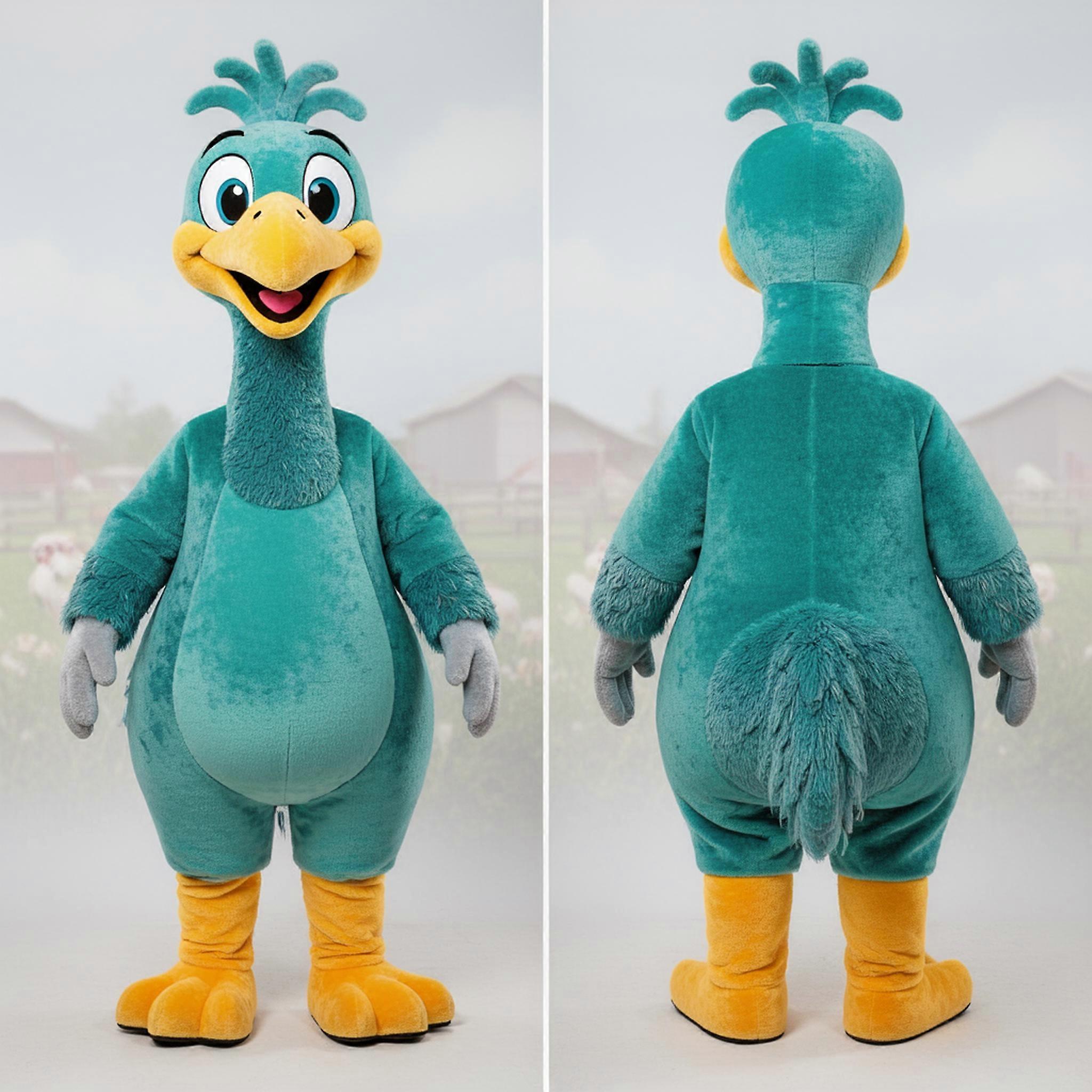 MASTICOT Teal Velvety Emu Mascot