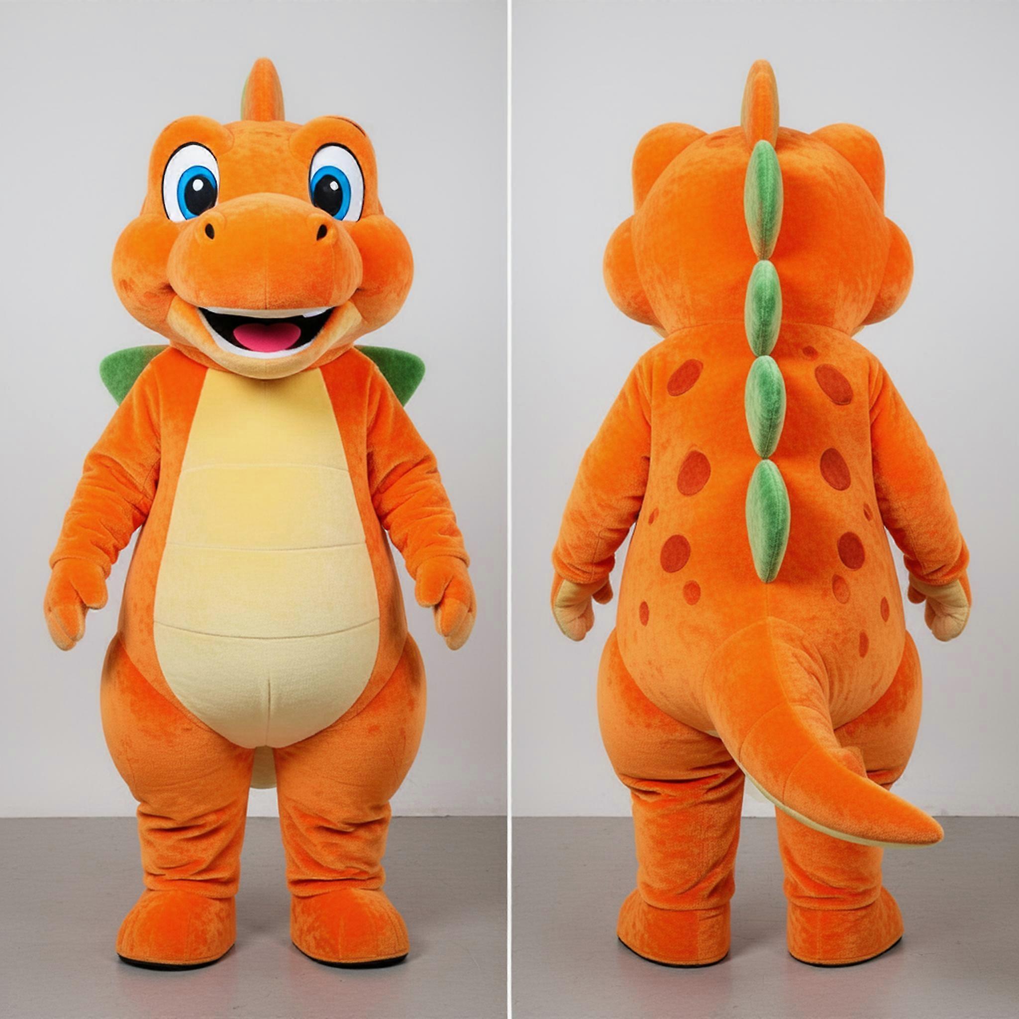 MASTICOT Rust Orange Friendly Stegosaurus Mascot